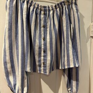 Charlotte Russe Blue and White Striped Crop Top